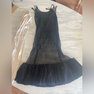 20’s 30’s Sheer Tulle Pleated Netting with Flounce Hem Dress